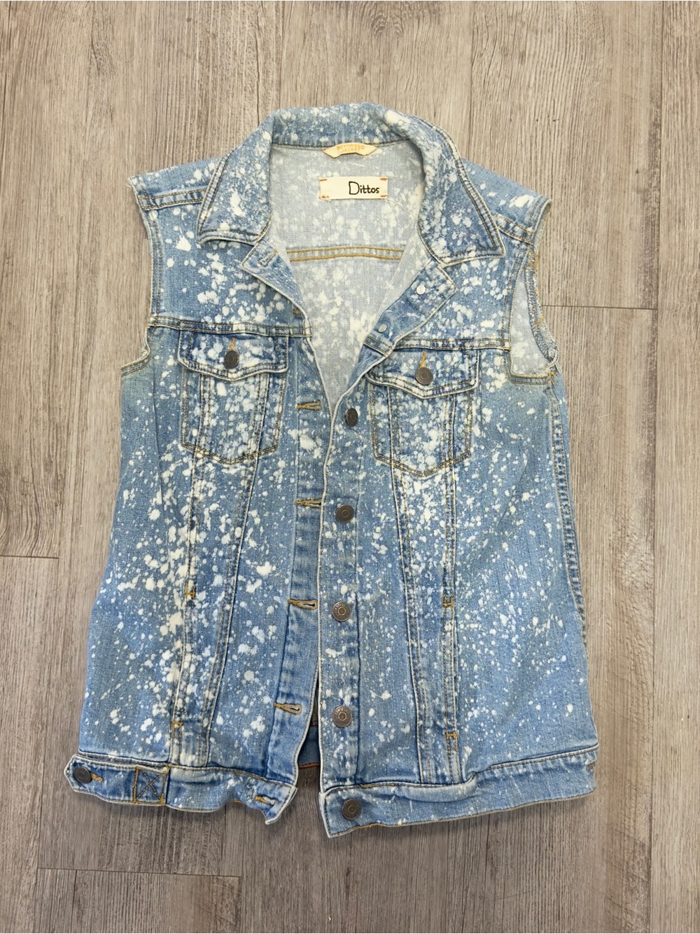 Dittos Light Blue Bleached Denim Vest
